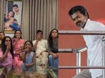 The celebrations took place at the family residence as the early numbers pointed to a strong debut for Vijay.