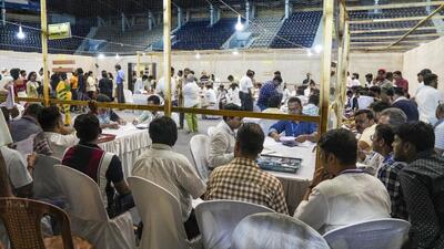 A counting centre in Kolkata. (PTI)