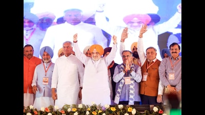 A mega rally held in Moga in April, addressed by Union home minister Amit Shah, witnessed a significant turnout. (@AmitShah X) A mega rally held in Moga in April, addressed by Union home minister Amit Shah, witnessed a significant turnout. (@AmitShah X)