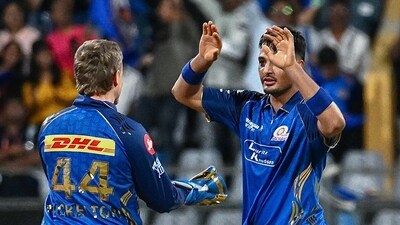 Allah Ghazanfar rocked LSG early with the wicket of Mitchell Marsh. (ANI Pic Service) Allah Ghazanfar rocked LSG early with the wicket of Mitchell Marsh. (ANI Pic Service)
