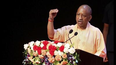 Chief minister Yogi Adityanath speaks during a programme to distribute appointment letters to newly selected employees of cooperative societies and panchayat audit department, in Lucknow, Monday (PTI Photo)