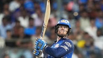 Ryan Rickelton played the aggressive role in the opening stand, setting up the chase for MI. (AP) Ryan Rickelton played the aggressive role in the opening stand, setting up the chase for MI. (AP)