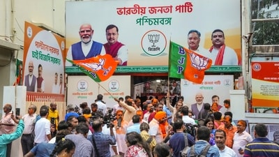 Exit polls showed the BJP was on course for a historic victory in the state. In 2011, the TMC stormed to power, ending the 34-year Left Front rule. (PTI) Exit polls showed the BJP was on course for a historic victory in the state. In 2011, the TMC stormed to power, ending the 34-year Left Front rule. (PTI)