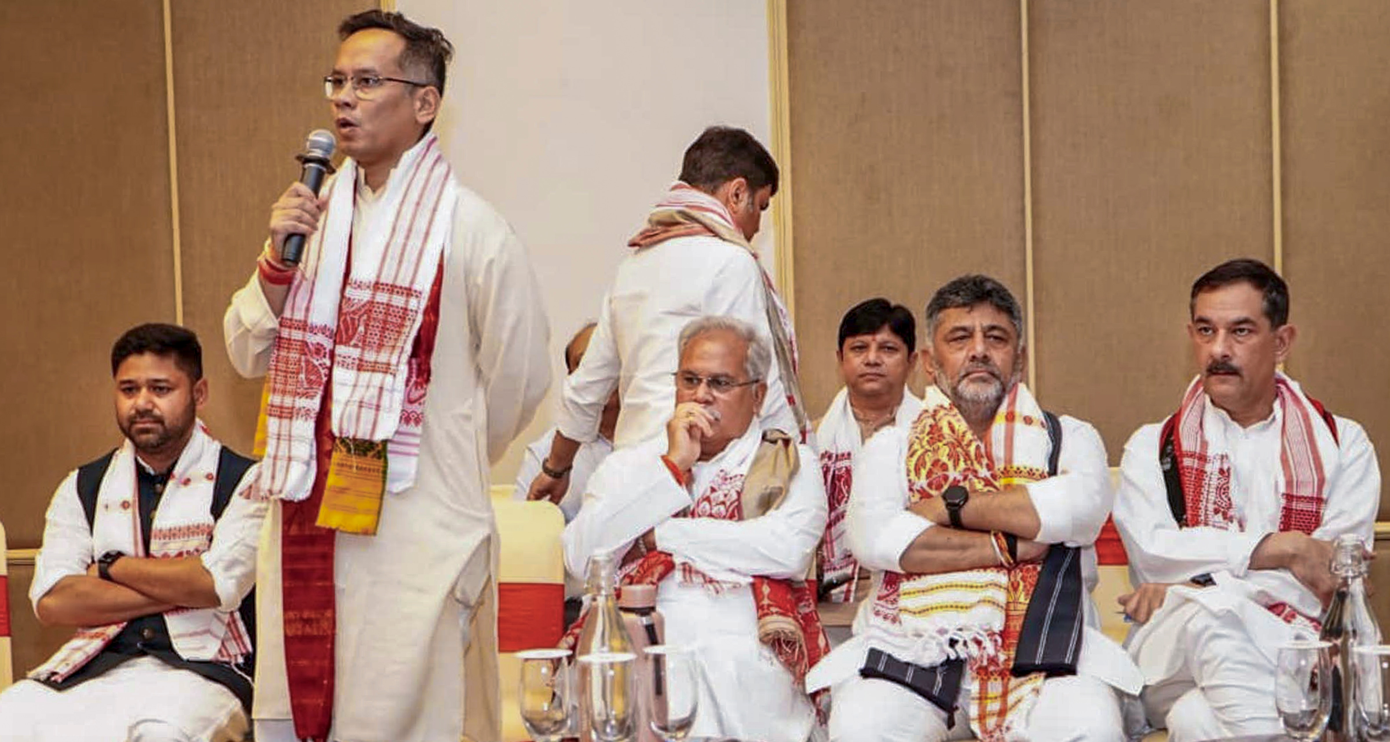 Guwahati: Assam Pradesh Congress Committee (APCC) President Gaurav Gogoi, second left, during the party observers meeting, in Guwahati, Assam, Saturday, May 2, 2026. (PTI Photo)(PTI05_02_2026_000127B) (PTI) Guwahati: Assam Pradesh Congress Committee (APCC) President Gaurav Gogoi, second left, during the party observers meeting, in Guwahati, Assam, Saturday, May 2, 2026. (PTI Photo)(PTI05_02_2026_000127B) (PTI)