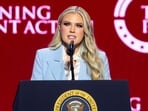 CEO of Turning Point USA, Erika Kirk speaks during a Turning Point USA event at Dream City Church in Phoenix, Arizona, April 17.
