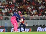 Vaibhav Sooryavanshi of the Rajasthan Royals is playing a shot. Vaibhav Sooryavanshi of the Rajasthan Royals is playing a shot.