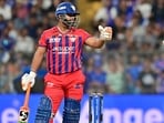 Mumbai Indians' Corbin Bosch interacts with Lucknow Super Giants' captain Rishabh Pant during IPL 2026 match at Wankhede Stadium