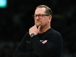 Head coach Nick Nurse of the Philadelphia 76ers looks on during the third quarter of a game against the Boston Celtics in Game Seven of the First Round of the NBA Eastern Conference Playoffs on May 2.