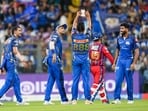 Mumbai Indians' Raghu Sharma, centre, celebrates after he dismisses Lucknow Super Giants' Akshat Raghuvanshi during an IPL 2026 game Mumbai Indians' Raghu Sharma, centre, celebrates after he dismisses Lucknow Super Giants' Akshat Raghuvanshi during an IPL 2026 game