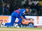 Axar Patel attempts a catch. Axar Patel attempts a catch.