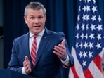 Pete Hegseth speaks during a press briefing at the Pentagon on May 05, 2026 in Arlington, Virginia. Tensions remain high in the Strait of Hormuz as the U.S. and Iran traded shots on Monday after Trump said the U.S. military would open the strait for shipping,