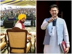 L: Punjab CM and AAP leader Bhagwant Mann | R: Raghav Chadha