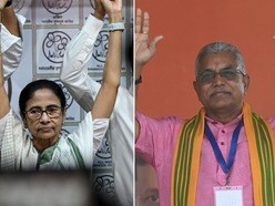 মমতা বন্দ্যোপাধ্যায়কে আক্রমণ করলেন দিলীপ ঘোষ। (ছবি সৌজন্যে এএফপি এবং হিন্দুস্তান টাইমস ফাইল)