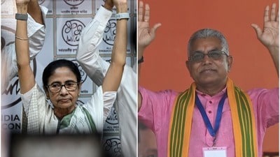 মমতা বন্দ্যোপাধ্যায়কে আক্রমণ করলেন দিলীপ ঘোষ। (ছবি সৌজন্যে এএফপি এবং হিন্দুস্তান টাইমস ফাইল) মমতা বন্দ্যোপাধ্যায়কে আক্রমণ করলেন দিলীপ ঘোষ। (ছবি সৌজন্যে এএফপি এবং হিন্দুস্তান টাইমস ফাইল)