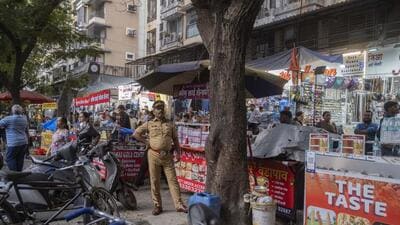 Mumbai, India – April 12, 2025: Residents of Thakur Village staged a protest against the growing number of unauthorized hawkers operating outside D-Mart, citing issues such as congestion, hygiene concerns, and encroachment on public spaces. Despite repeated complaints to local authorities, no action had been taken, prompting citizens to gather and demand stricter enforcement of hawker regulations. The protest took place in Mumbai, India, on Saturday, April 12, 2025. (Photo by Satish Bate / Hindustan Times) (Hindustan Times) Mumbai, India – April 12, 2025: Residents of Thakur Village staged a protest against the growing number of unauthorized hawkers operating outside D-Mart, citing issues such as congestion, hygiene concerns, and encroachment on public spaces. Despite repeated complaints to local authorities, no action had been taken, prompting citizens to gather and demand stricter enforcement of hawker regulations. The protest took place in Mumbai, India, on Saturday, April 12, 2025. (Photo by Satish Bate / Hindustan Times) (Hindustan Times)