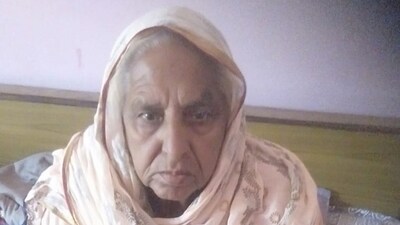 Kewal Kaur, a 65-year-old resident of Hoshiarpur district, after undergoing knee replacement surgery under the Mukh Mantri Sehat Yojana at a hospital in Jalandhar.
