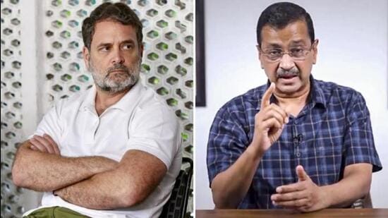 Congress leader Rahul Gandhi (left); Aam Aadmi Party chief Arvind Kejriwal. (PTI)