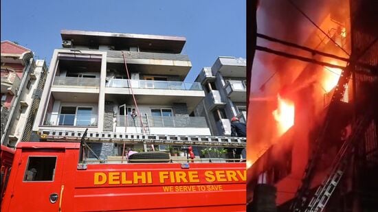 Nine Delhiites lost their lives in the recent fire that broke at east Delhi’s Vivek Vihar on Sunday, raising concerns over safety in residences that have limited access to escape. (Photo: Arvind Yadav/ HT and X)