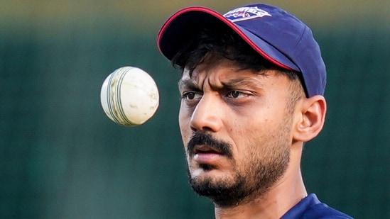 Delhi Capitals' captain Axar Patel during a practice session ahead of IPL 2026 match against Chennai Super Kings, in New Delhi (PTI)