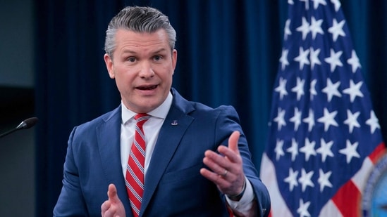 Pete Hegseth speaks during a press briefing at the Pentagon on May 05, 2026 in Arlington, Virginia. Tensions remain high in the Strait of Hormuz as the U.S. and Iran traded shots on Monday after Trump said the U.S. military would open the strait for shipping, (Getty Images via AFP)