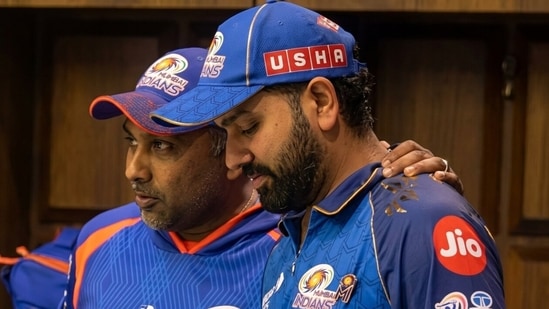 Mahela Jayawardene, left, and Rohit Sharma (Screengrab)