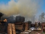 A fire in northeast Delhi’s Ashok Nagar in the last week of April. (Sonu Mehta/HT Photo)