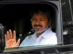 Actor-politician Vijay, president of Tamilaga Vettri Kazhagam, waves to supporters in Chennai. (Reuters)