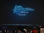 Drones form symbolic aircraft formations and depict historic combat moments, including Operation Sindoor, during Vayu Shakti 2026 at the Pokhran Range near Jaisalmer (HT Photo/Sanchit Khanna) Drones form symbolic aircraft formations and depict historic combat moments, including Operation Sindoor, during Vayu Shakti 2026 at the Pokhran Range near Jaisalmer (HT Photo/Sanchit Khanna)