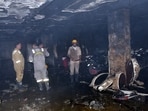 Five fire tenders were rushed to the spot after the incident was reported at 1.30pm, and the fire extinguishing and evacuation were completed within an hour. (Sakib Ali/HT Photo)