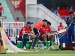 LSG’s Aiden Markram (left) and Arjun Tendulkar chat during a training session in Lucknow on Wednesday. (Deepak Gupta/HT)