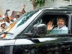 Chennai: Tamilaga Vettri Kazhagam (TVK) chief Vijay arrives at the party headquarters after he wins the Tamil Nadu Assembly elections, at Panaiyur, in Chennai, Tuesday, May 05, 2026.