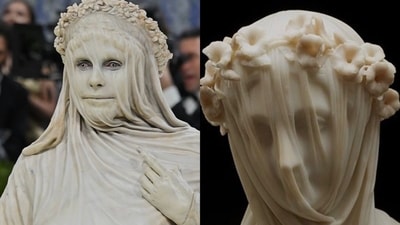 Heidi Klum attended the Met Gala in an ethereal look inspired by Raffaelle Monti’s 1846 sculpture “Veiled Vestal." (Instagram) Heidi Klum attended the Met Gala in an ethereal look inspired by Raffaelle Monti’s 1846 sculpture “Veiled Vestal." (Instagram)