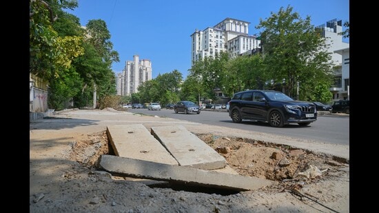 The accident spot, as seen on Wednesday. (Parveen Kumar/HT)
