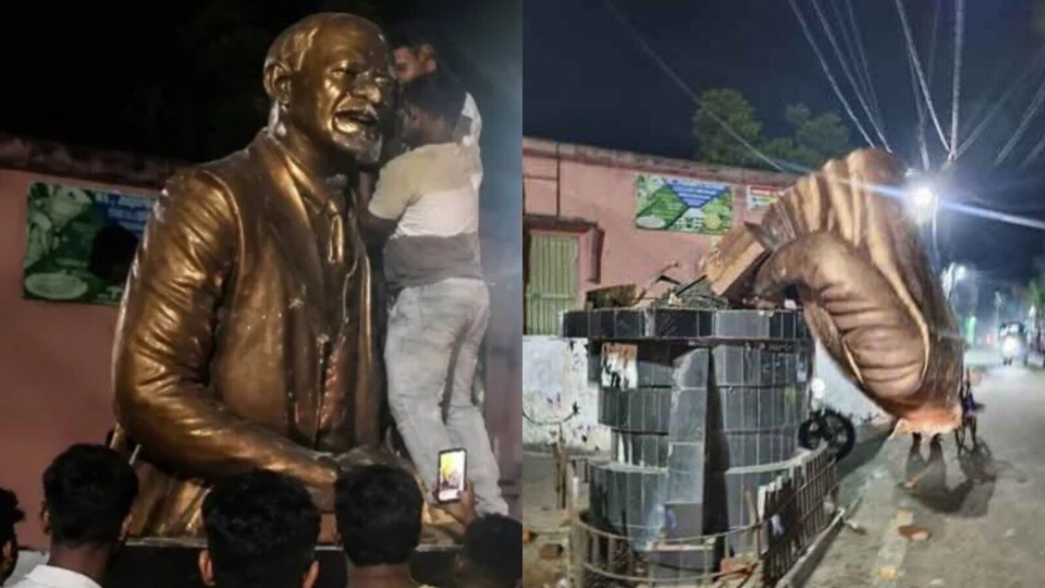 মুর্শিদাবাদের জিয়াগঞ্জে ভাঙা হল লেনিনের মূর্তি।