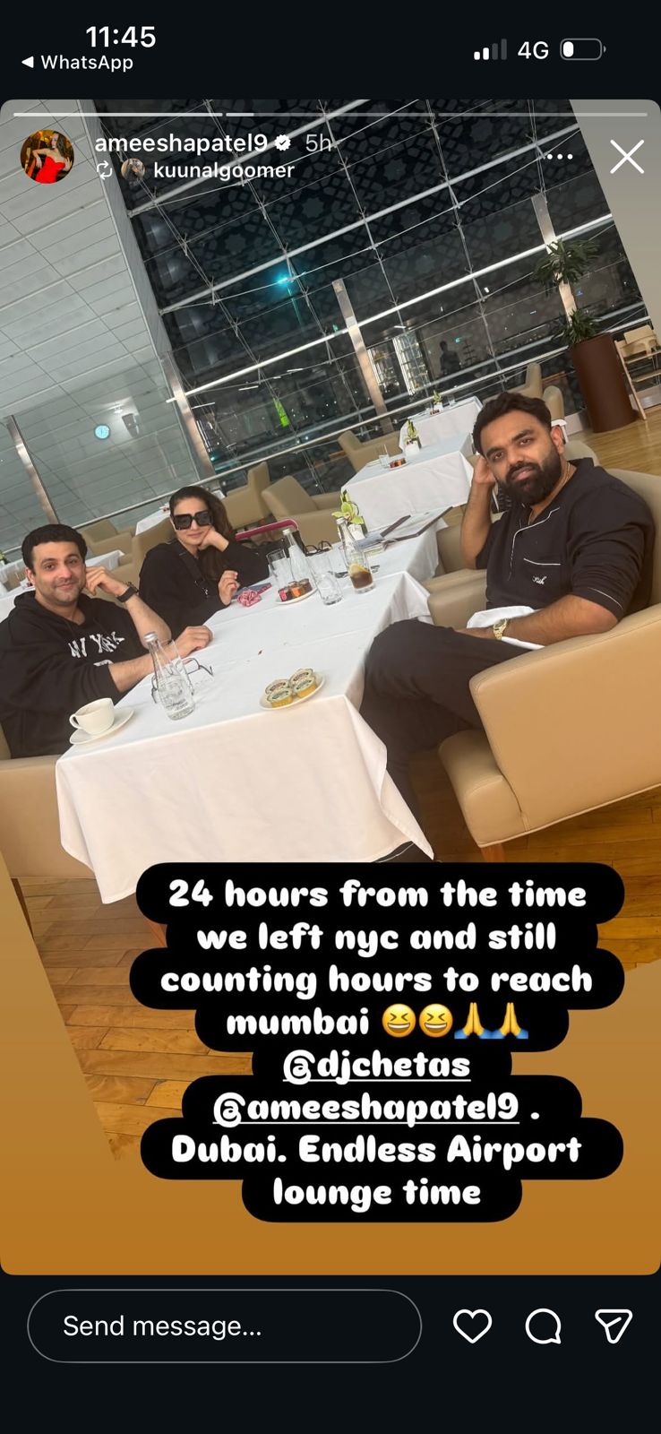 Ameesha Patel travelled with Kunal Goomer and DJ Chetas Ameesha Patel travelled with Kunal Goomer and DJ Chetas