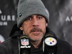 Pittsburgh Steelers quarterback Aaron Rodgers speaks during a press conference after an NFL wild-card playoff football game against the Houston Texans,Jan. 12, 2026, in Pittsburgh. (AP Photo/Gene J. Puskar, File)