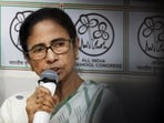 West Bengal's outgoing Chief Minister Mamata Banerjee, leader of Trinamool Congress (TMC), speaks during a press conference, 