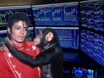 Michael Jackson with his chimp Bubbles Michael Jackson with his chimp Bubbles