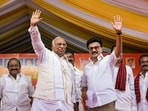 File photo of Congress chief Mallikarjun Kharge, left, along with outgoing Tamil Nadu chief minister MK Stalin.