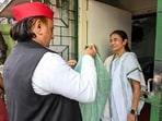 **EDS: THIRD PARTY IMAGE** In this image posted on May 7, 2026, Outgoing West Bengal Chief Minister and TMC supremo Mamata Banerjee and Samajwadi Party President Akhilesh Yadav during a meeting, in Kolkata. (@AITCofficial/X via PTI Photo) (PTI05_07_2026_000205B)