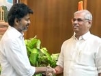 TVK chief Vijay meets Tamil Nadu governor Rajendra Arlekar. (ANI)
