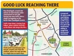 The road network around the stadium, developed by the Greater Mohali Area Development Authority (GMADA), includes a 200-ft-wide arterial road linking the Chandigarh boundary with the Kurali-Siswan T-junction. Though the master plan proposed several 60-metre-wide corridors, including PR-4 and other connectors, several stretches remain incomplete. (HT Photo)
