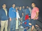 While navigating the grassy terrain near the cliff, Yogesh Mohan Shitole (centre) reportedly lost his footing and slipped, plunging into a deep gorge. (HT PHOTO)
