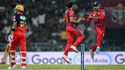 An exciting match at the Ekana Stadium as RCB spurned a chance to go top, dropping points to LSG who finally returned to winning ways with a 9-run win. The batting seeing its stars click into gear, before the bowling did just enough to hold off a terrifying sequence of RCB hitters. (AFP) An exciting match at the Ekana Stadium as RCB spurned a chance to go top, dropping points to LSG who finally returned to winning ways with a 9-run win. The batting seeing its stars click into gear, before the bowling did just enough to hold off a terrifying sequence of RCB hitters. (AFP)