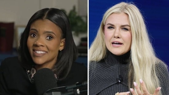 Candace Owens reignites a dispute with Turning Point USA by questioning their leadership transition following Charlie Kirk's death. (@candaceoshow, Getty Images via AFP)