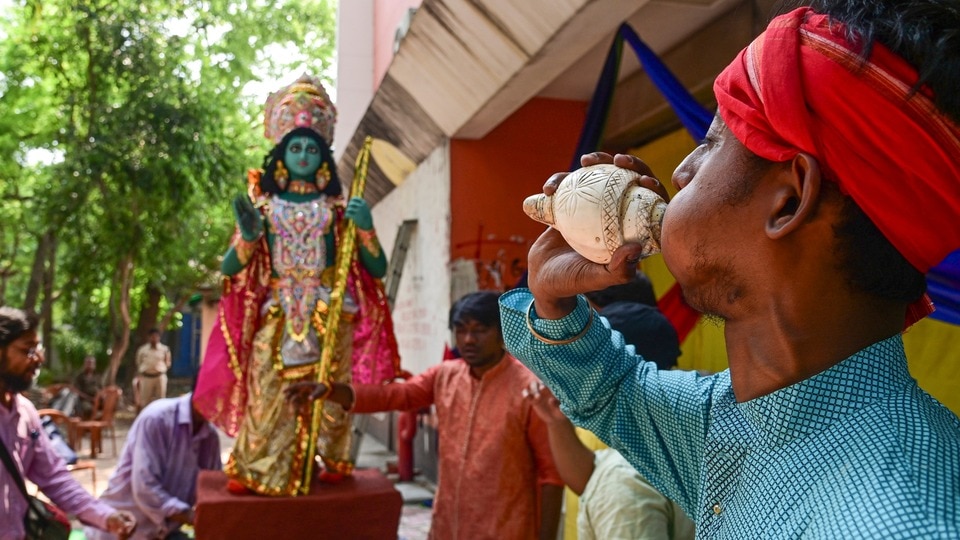যাদবপুর বিশ্ববিদ্যালয়ে এবিভিপির রামনবমী পালনের দৃশ্য। (ফাইল ছবি, সৌজন্যে পিটিআই)