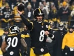 Pittsburgh Steelers quarterback Aaron Rodgers (8) throws during the first half of an NFL wild-card playoff game Pittsburgh Steelers quarterback Aaron Rodgers (8) throws during the first half of an NFL wild-card playoff game