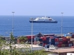 Cruise ship MV Hondius docks off Cape Verde port, as passengers were not allowed off the ship, while health authorities investigated suspected cases of hantavirus aboard the vessel, in Praia Port, Cape Verde.