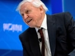 This picture shows Sir David Attenborough during an interview.