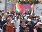 People rally behind Lieutenant Governor Manoj Sinha in Srinagar during the march to wipe out drugs from Jammu and Kashmir. (X)
